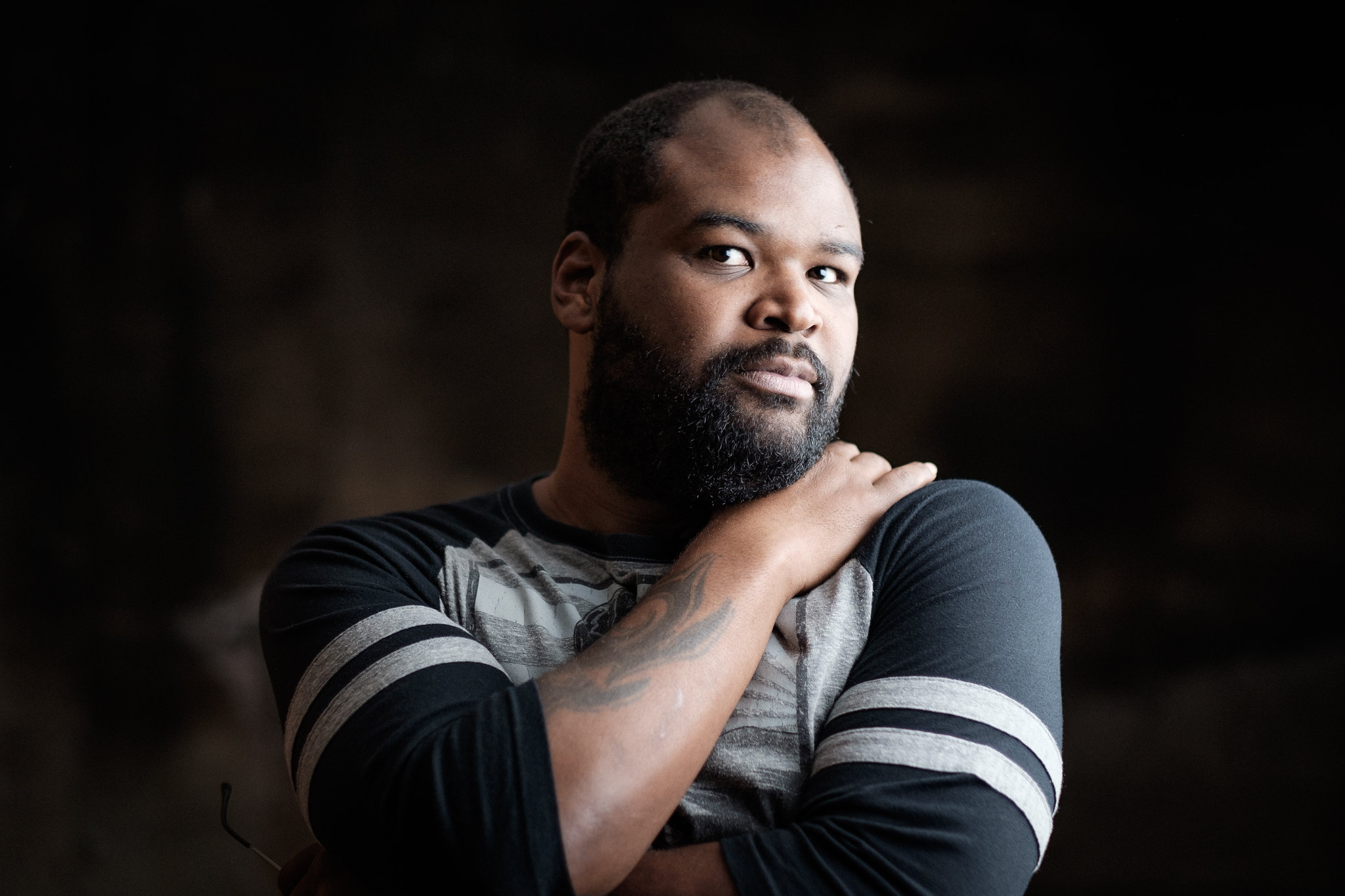 Cinematic portrait under a hard key light