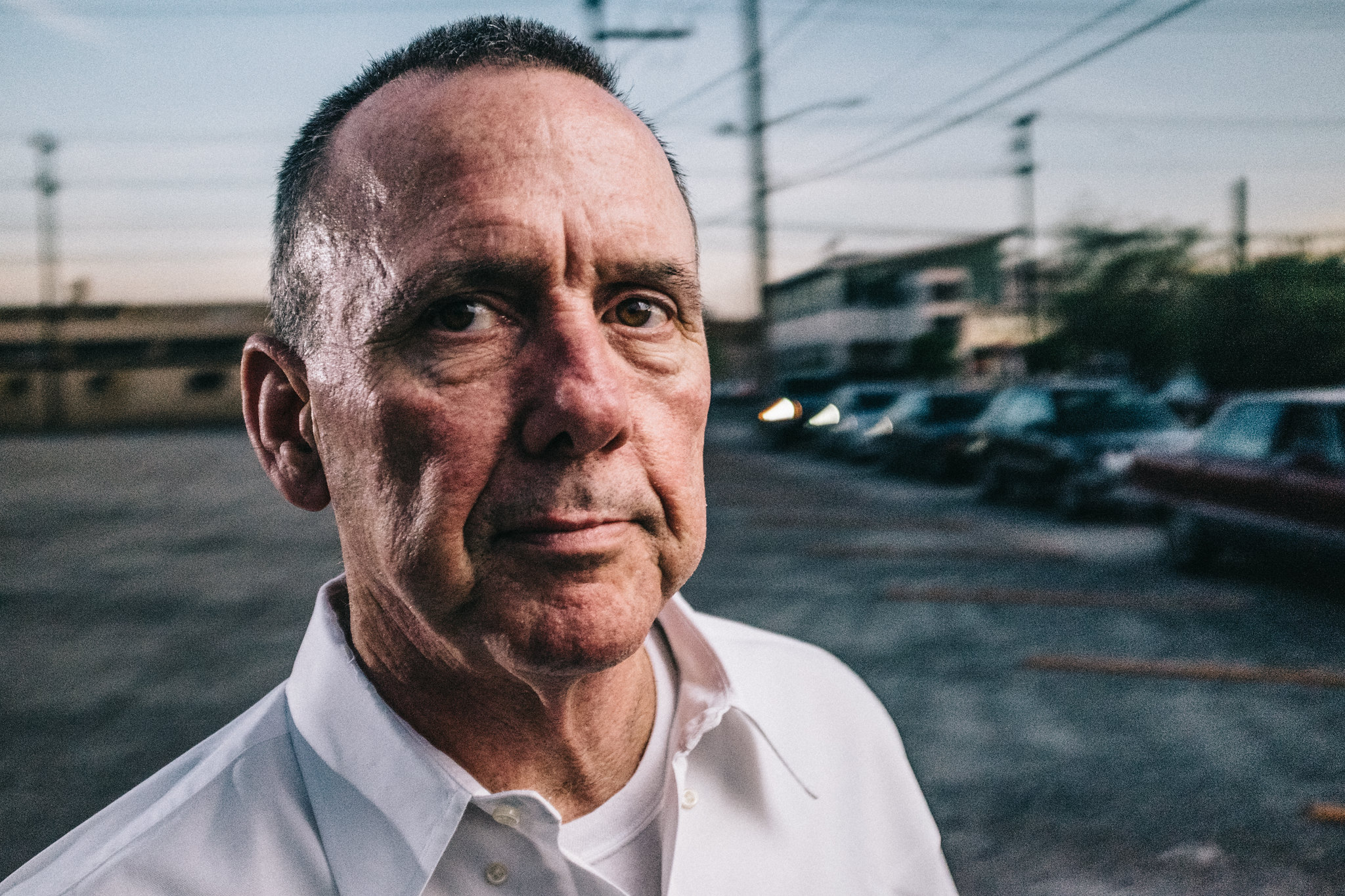 Portrait in a parking lot at night